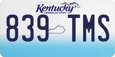 KY license plate 839TMS