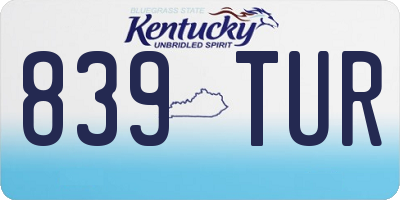 KY license plate 839TUR
