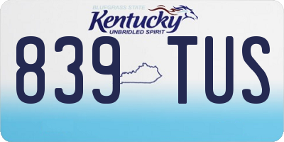 KY license plate 839TUS