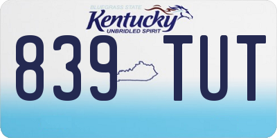 KY license plate 839TUT