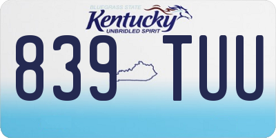 KY license plate 839TUU