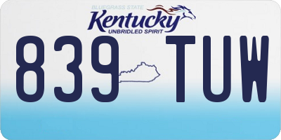 KY license plate 839TUW