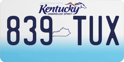 KY license plate 839TUX