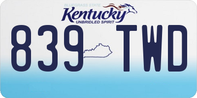 KY license plate 839TWD
