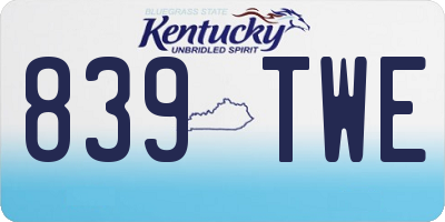 KY license plate 839TWE