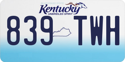 KY license plate 839TWH