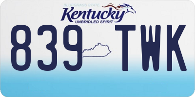 KY license plate 839TWK