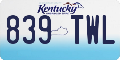 KY license plate 839TWL
