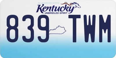 KY license plate 839TWM