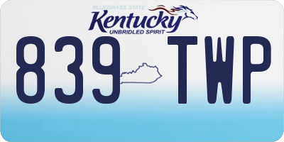 KY license plate 839TWP