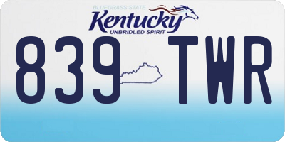 KY license plate 839TWR