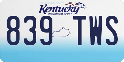 KY license plate 839TWS