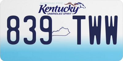 KY license plate 839TWW