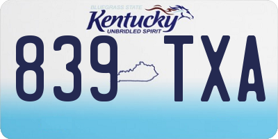 KY license plate 839TXA