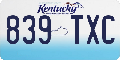 KY license plate 839TXC