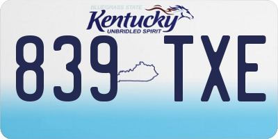 KY license plate 839TXE