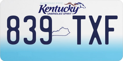 KY license plate 839TXF