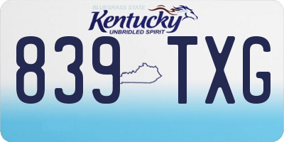KY license plate 839TXG