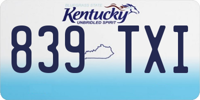 KY license plate 839TXI