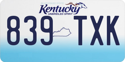 KY license plate 839TXK
