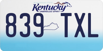 KY license plate 839TXL