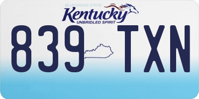 KY license plate 839TXN