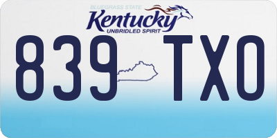 KY license plate 839TXO