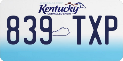 KY license plate 839TXP