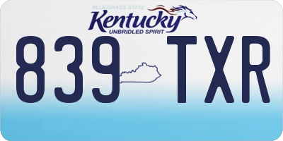 KY license plate 839TXR