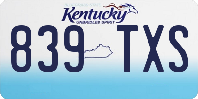 KY license plate 839TXS