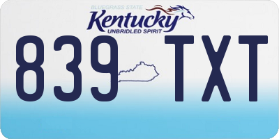 KY license plate 839TXT