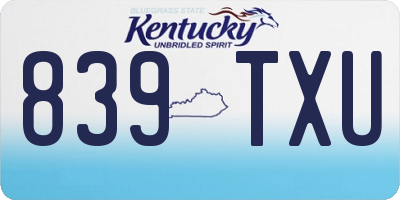 KY license plate 839TXU