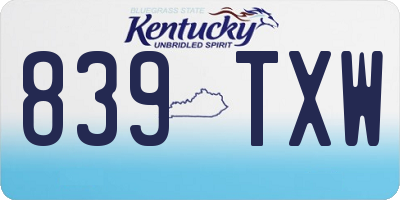 KY license plate 839TXW