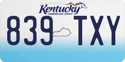 KY license plate 839TXY