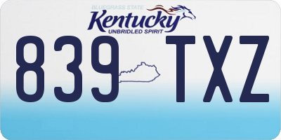 KY license plate 839TXZ