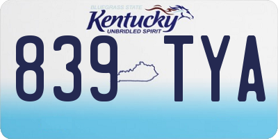 KY license plate 839TYA