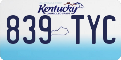 KY license plate 839TYC