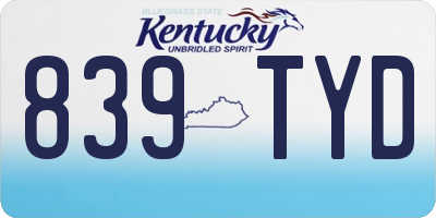 KY license plate 839TYD