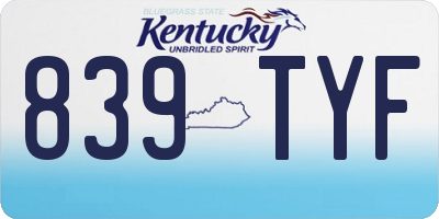KY license plate 839TYF