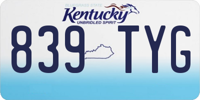 KY license plate 839TYG