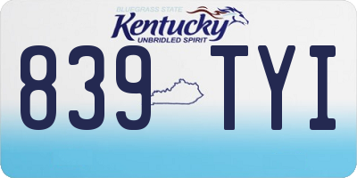 KY license plate 839TYI