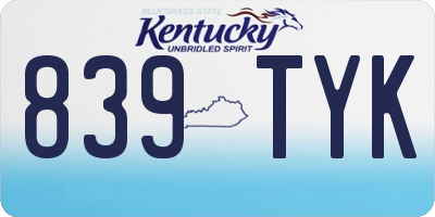 KY license plate 839TYK