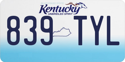 KY license plate 839TYL