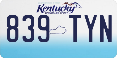 KY license plate 839TYN