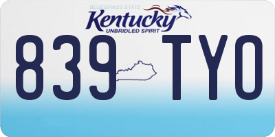 KY license plate 839TYO