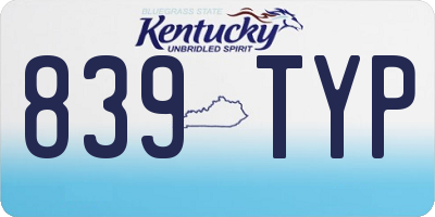 KY license plate 839TYP