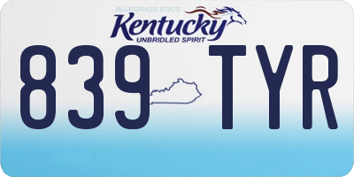 KY license plate 839TYR