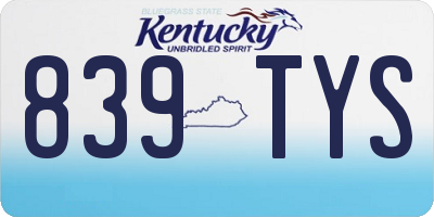 KY license plate 839TYS