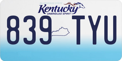KY license plate 839TYU