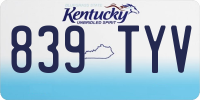 KY license plate 839TYV